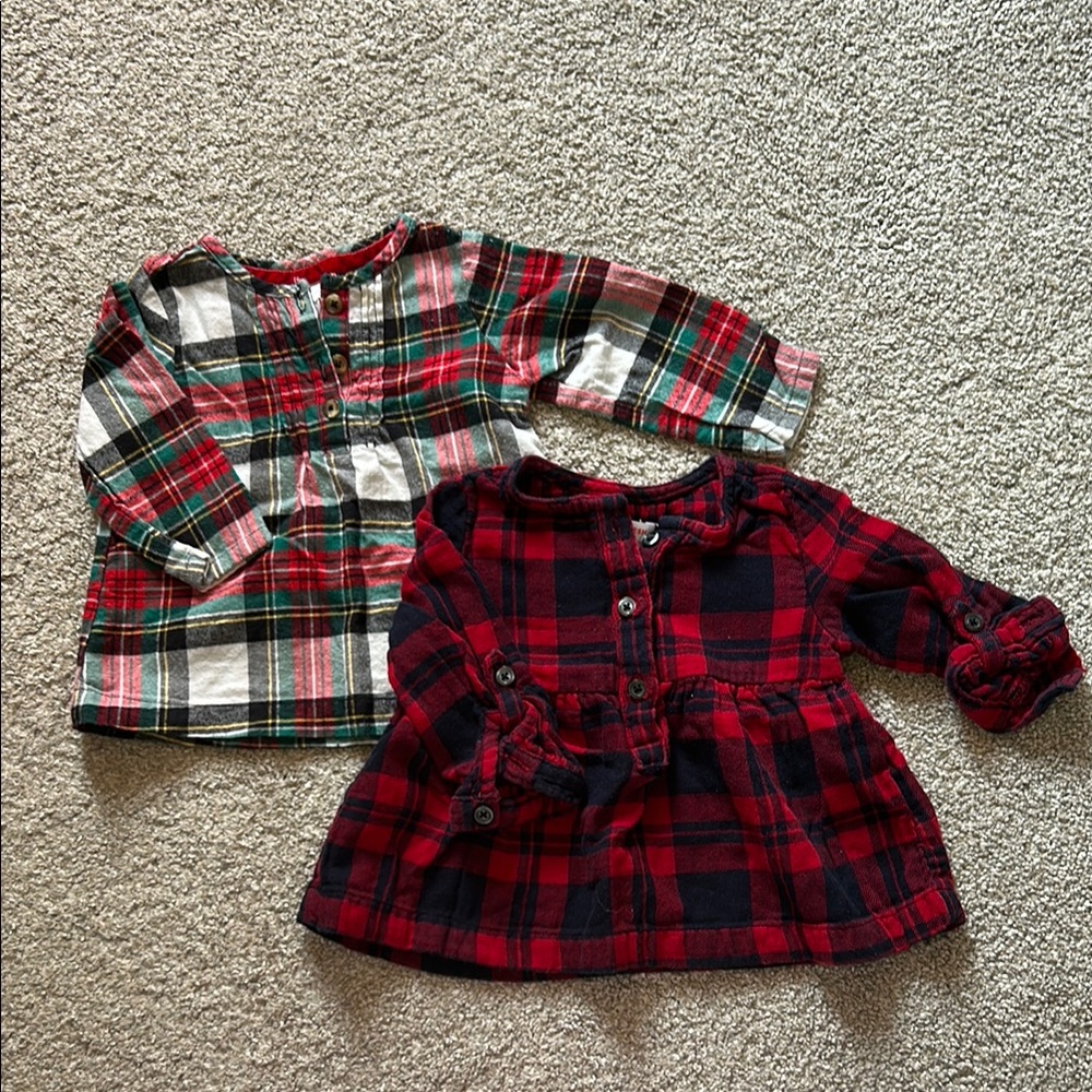 Carter's Plaid Button Down Shirts - Red, Green, and Black